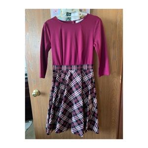 Hot pink retro plaid skirt dress